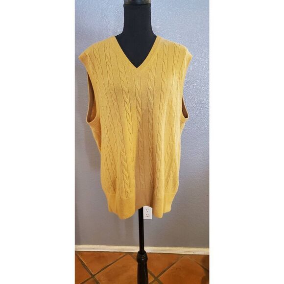 Peter Millar Men's Yellow Mustard Cashmere Knit Vest Sweater Large - Picture 2 of 13